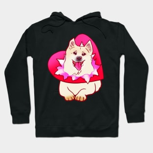 YOUR VALENTINE IS HERE (SHIBA SAMOYED) HEART PRESENT SHIRT Hoodie